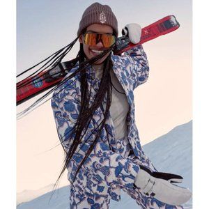 FP Movement Free People Bunny Slope Printed Puffer Ski Jacket Ivory Size XS